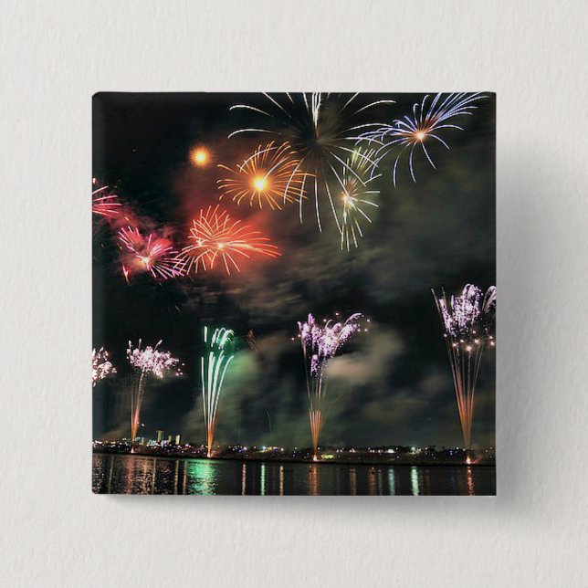Spectacular Fireworks 2 Inch Square Button (Front)