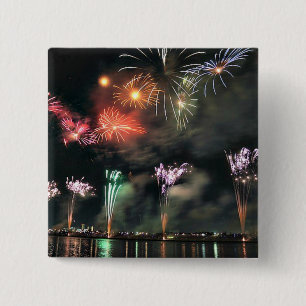Spectacular Fireworks 2 Inch Square Button