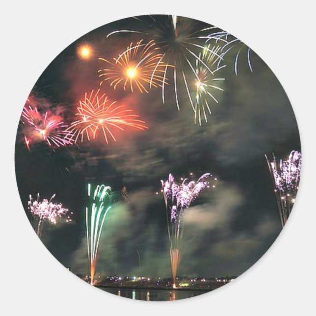 Spectacular Fireworks Classic Round Sticker (Front)