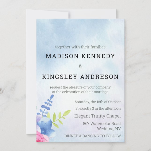 Spectacular Floral Wedding Vows Love Living  Invitation (Front)