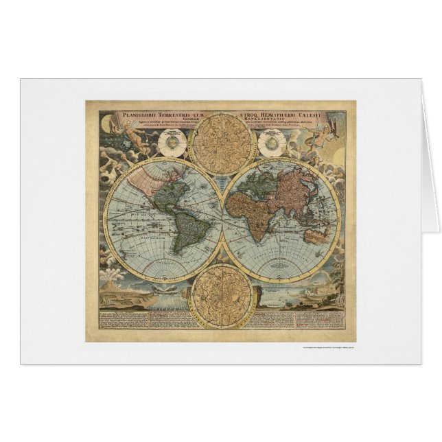 Spectacular Map of the World by Homann 1716 (Front Horizontal)