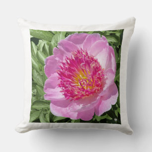 Spectacular pink peony on throw pillow. pillow