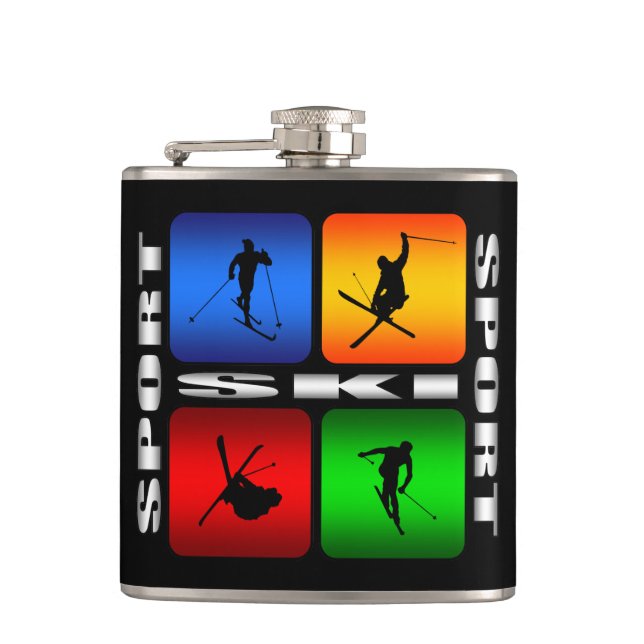 Spectacular Ski Sport Hip Flask (Front)