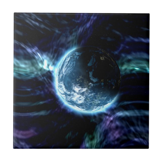 Spectacular Space Starry Aurora Nebula Tile (Front)