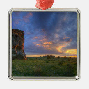 Spectacular sunset skies at Medicine Rocks Metal Ornament