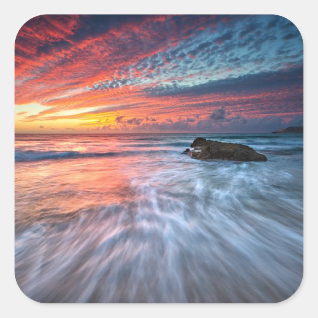 Spectacular Sunset | Stone Beach, El Square Sticker (Front)