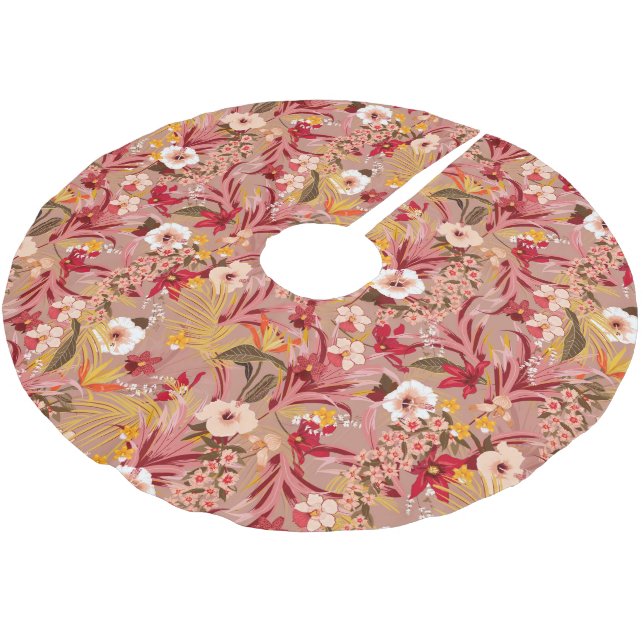 Spectacular Vintage Floral Brushed Polyester Tree Skirt (Angled)