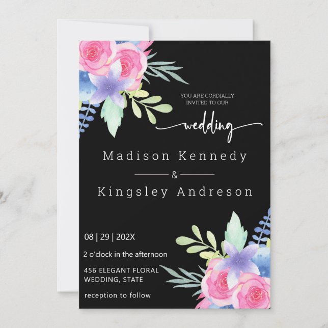 Spectacularly Elegant Simple Floral Luxurious Invitation (Front)