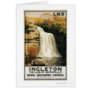 Spectators Climb on Waterfall Railway Poster