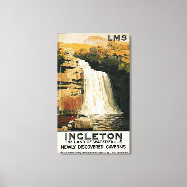 Spectators Climb on Waterfall Railway Poster Canvas Print (Front)