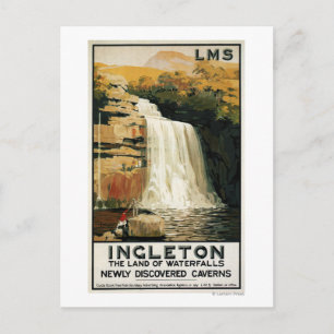Spectators Climb on Waterfall Railway Poster Postcard