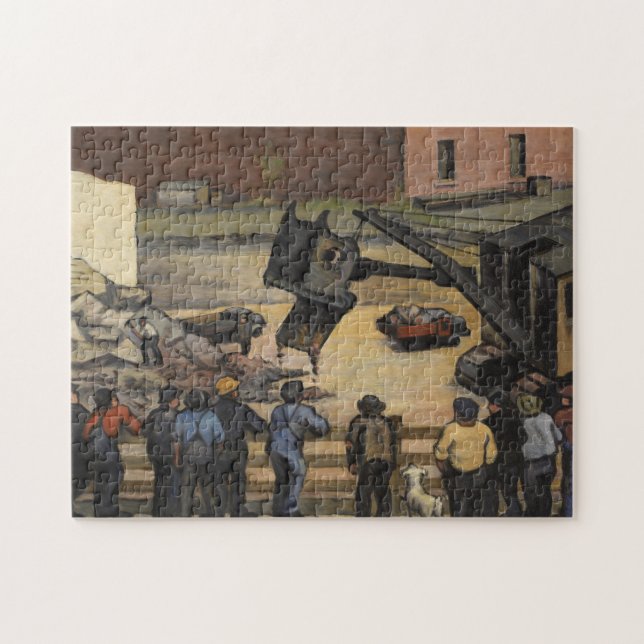 Spectators Watching Construction Machinery Scene Jigsaw Puzzle (Horizontal)