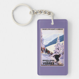 Spectators Watching Skier Poster Keychain