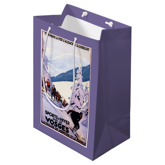 Spectators Watching Skier Poster Medium Gift Bag (Front Angled)