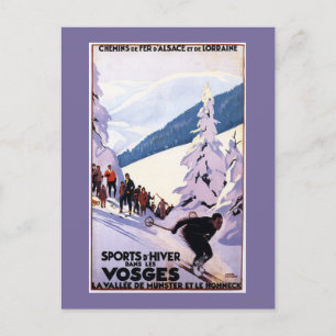Spectators Watching Skier Poster Postcard