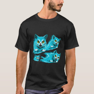 Spectral Cats Halloween Funny Flying Ghost Tee