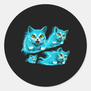 Spectral Cats Halloween Funny Flying Ghost Tee  Classic Round Sticker