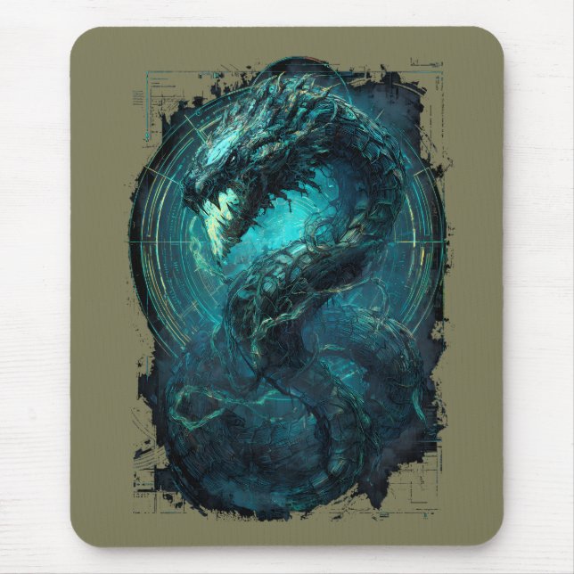 Spectral Coil Cyberpunk Serpent Dark Art Mouse Pad (Front)