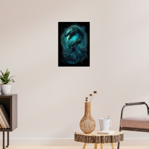 Spectral Coil Cyberpunk Serpent Dark Art  Poster