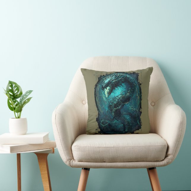 Spectral Coil Cyberpunk Serpent Dark Art Throw Pillow (Chair)