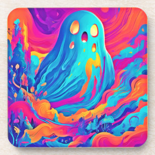 Spectral Ghost Halloween Art Coaster