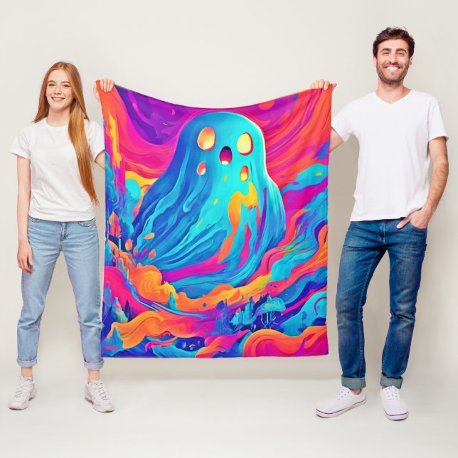 Spectral Ghost Halloween Art Fleece Blanket (In Situ)
