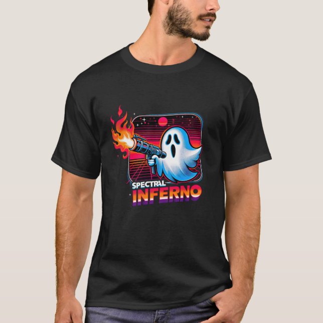 Spectral Inferno Ghost With A Flamethrower Fun Gra T-Shirt (Front)