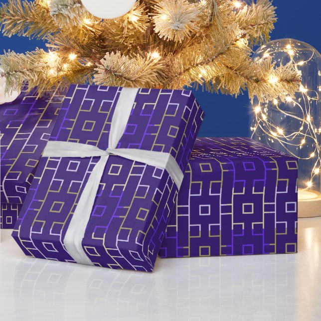 Spectral Squares Bluish Purple Wrapping Paper (Holidays)