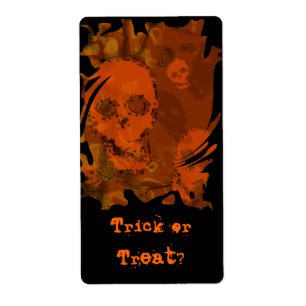 Spectres crâniens Orange "Trick ou Treat?" étiquet