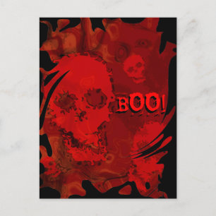 Spectres crâniens Rouges 'Boo!' carte postale