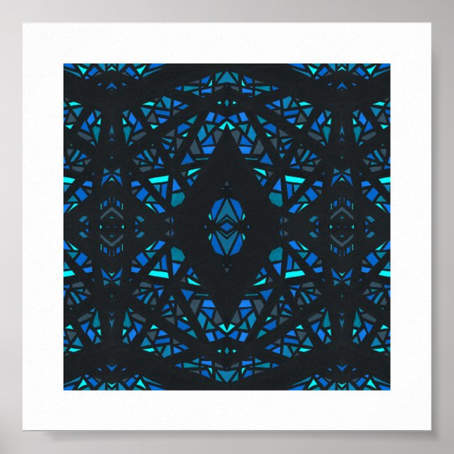 Spectroscopic Blue Abstract Gouache Art Poster (Front)