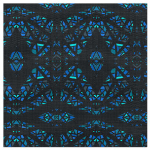 Spectroscopic Blue Black Abstract Gouache Art Fabric