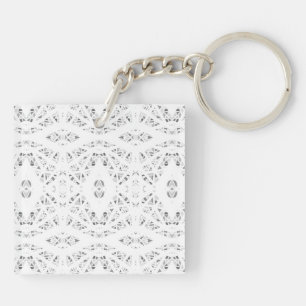 Spectroscopic Grey White Abstract Gouache Art Keychain
