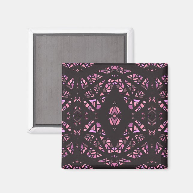 Spectroscopic Pink Black Abstract Gouache Art Magnet (Front/Back)