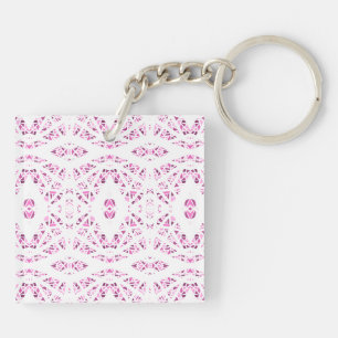 Spectroscopic Pink White Abstract Gouache Art Keychain