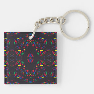 Spectroscopic Rainbow Abstract Gouache Art Keychain
