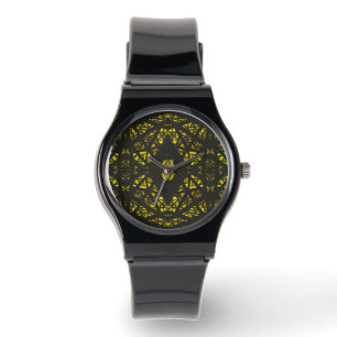 Spectroscopic Yellow Black Abstract Gouache Art Watch
