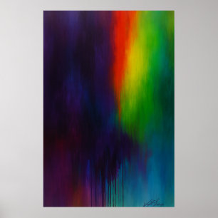 Spectrum Cascade - Abstract Drip Painting Poster