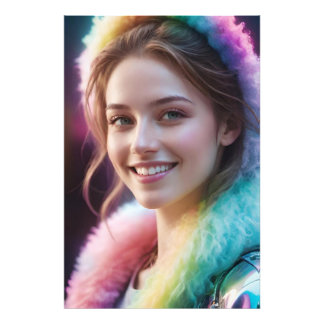 Spectrum Dreamer: Iridescent Glow Portrait Photo Print