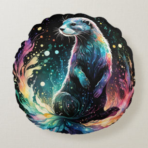 Spectrum Edge: The Otters Glow Round Pillow