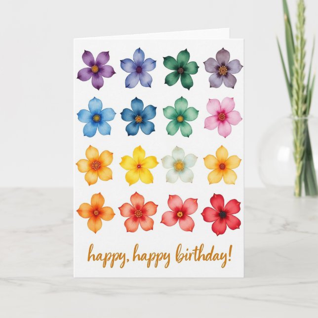Spectrum Floral Birthday Card (Front)