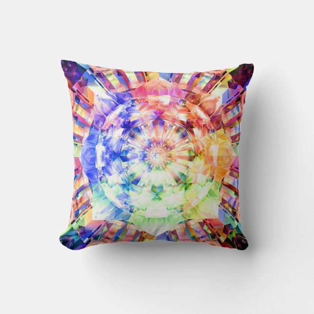 Spectrum Fractal Throw Pillow (Front)