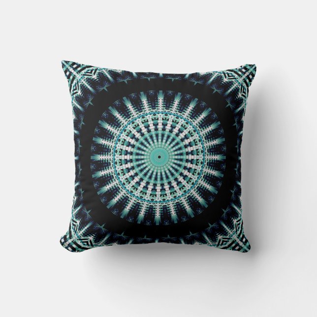Spectrum Soundwave Mandala Throw Pillow (Front)