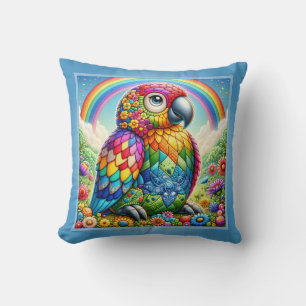 Spectrum Splendour Parrot Throw Pillow