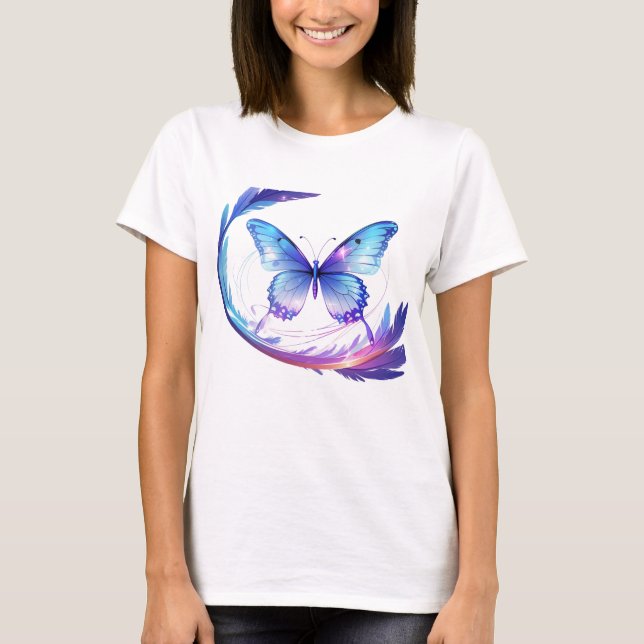 Spectrum Wings – Abstract Floral Butterfly Design T-Shirt (Front)