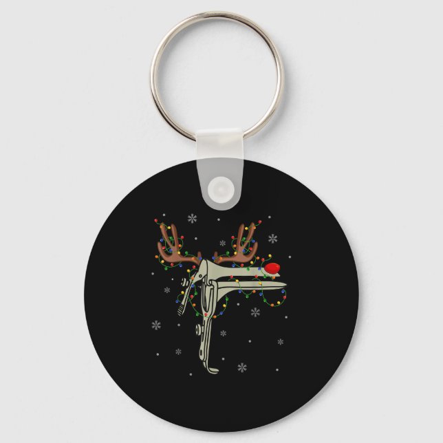 Speculum Reindeer Xmas Light Medical Ob Gyn Nurse  Keychain (Front)