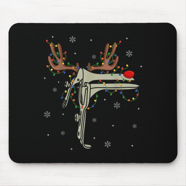 Speculum Reindeer Xmas Light Medical Ob Gyn Nurse  Mouse Pad (Front)