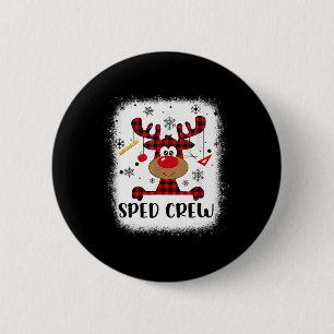 Sped Crew Buffalo Plaid Reindeer Santa Hat Christm 2 Inch Round Button