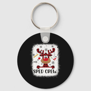 Sped Crew Buffalo Plaid Reindeer Santa Hat Christm Keychain