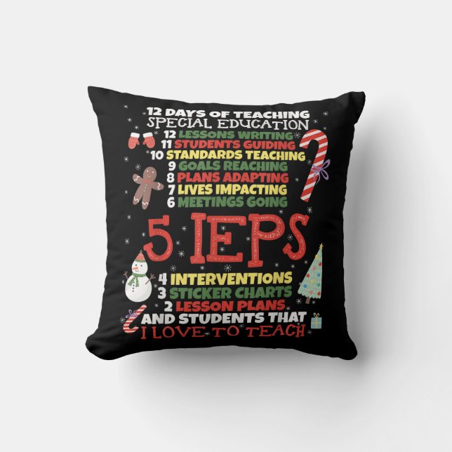 SPED School Tee Funny Special Education Teacher Throw Pillow (Front)